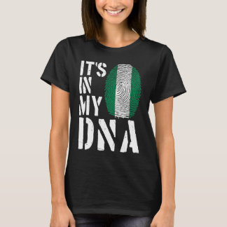 It's In My DNA Nigerian Flag Fingerprint BHM Afro T-Shirt