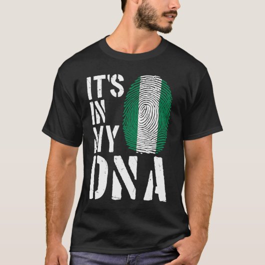 It's In My DNA Nigerian Flag Fingerprint BHM Afro  T-Shirt (Vorderseite)