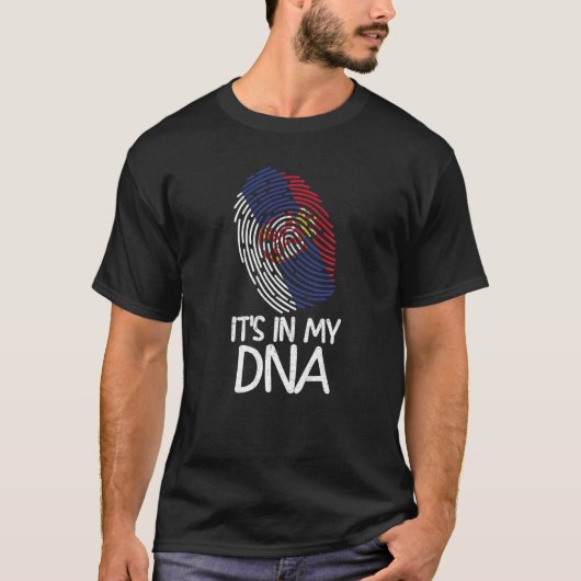 It's In My DNA Proud Serbian Flag Fingerprint T-Shirt (Vorderseite)