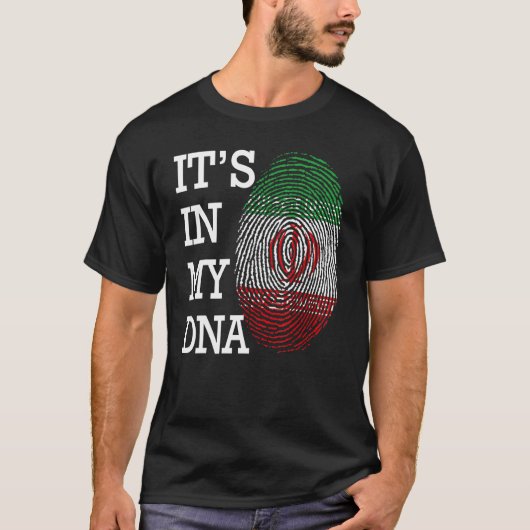 It's in my DNA quote Flag of Iran fingerprint T-Shirt (Vorderseite)