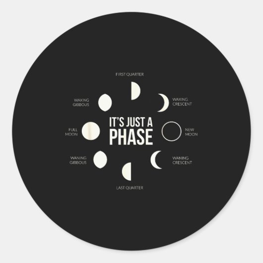 It's Just A Phase Lunar Phases New Moon Earth Hemi Runder Aufkleber (Vorderseite)