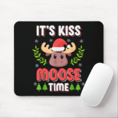 It's Kiss Moose Time Play On Words For Christmas Mousepad (Mit Mouse)