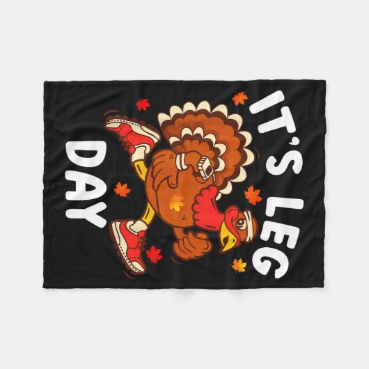 Its Leg Day Funny Turkey Exercise Thanksgiving Men Fleecedecke (Vorderseite (Horizontal))