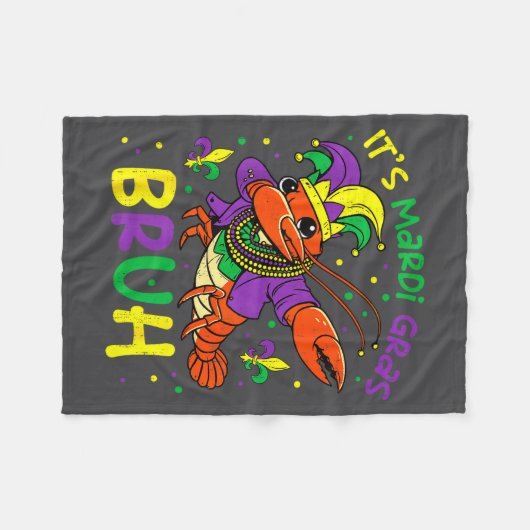 Its Mardi Gras Bruh Crayfish Dab Jester Beads Boys Fleecedecke (Vorderseite (Horizontal))