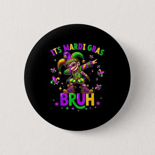 It's Mardi Gras Bruh Dabbing Leprechaun Jester New Button (Vorderseite)