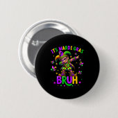 It's Mardi Gras Bruh Dabbing Leprechaun Jester New Button (Vorne & Hinten)