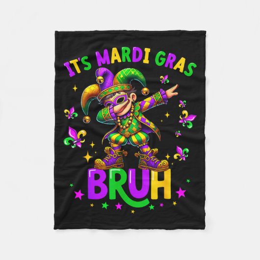 It's Mardi Gras Bruh Dabbing Leprechaun Jester New Fleecedecke (Vorderseite)