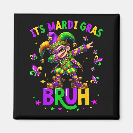 It's Mardi Gras Bruh Dabbing Leprechaun Jester New Magnet (Vorne)