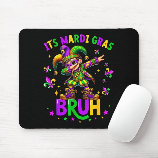 It's Mardi Gras Bruh Dabbing Leprechaun Jester New Mousepad (Mit Mouse)