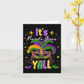 It's Mardi Gras Y'all Feathered Mask Carnival Men  Karte (Gelbe Blume)