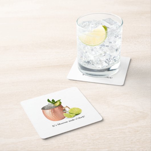 It's Moscow Mule O'clock! Rechteckiger Pappuntersetzer (Vor Ort)