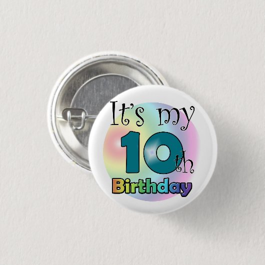 It's my 10th Birthday (blue) Button (Vorne & Hinten)