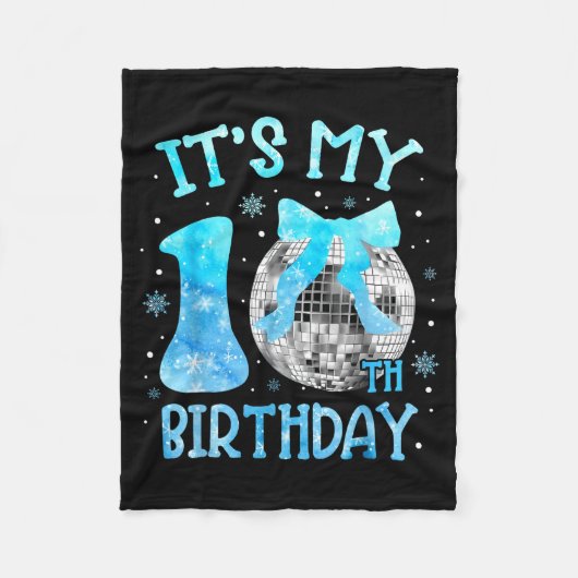Its My 10th Birthday Coquette Bow Disco 10 Year Ol Fleecedecke (Vorderseite)