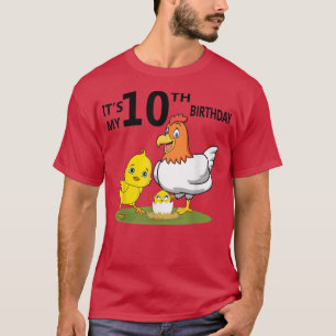 Its My 10th Birthday Cute Chicken 10 Year Old Kids T-Shirt