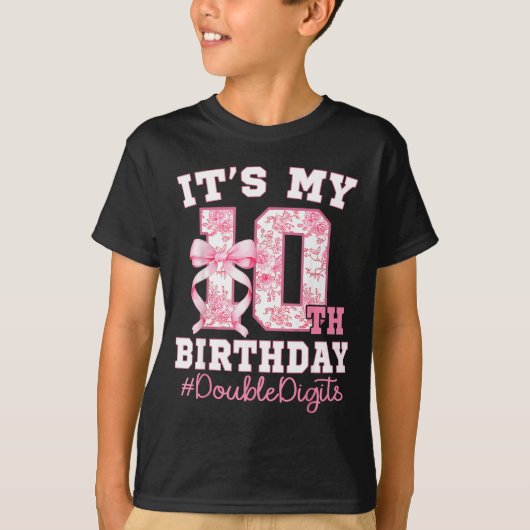 Its My 10th Birthday Girl Double Digits Coquette B T-Shirt (Vorderseite)