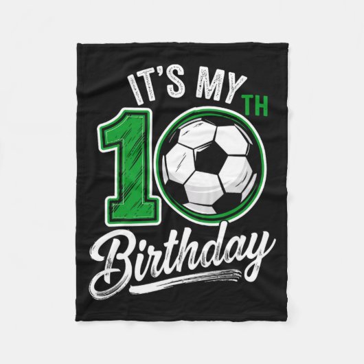 Its My 10th Birthday Soccer 10 Years Old Birthday  Fleecedecke (Vorderseite)