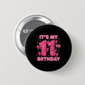 It's My 11th Birthday Coquette Bow Girl Cute 11 Ye Button (Vorne & Hinten)