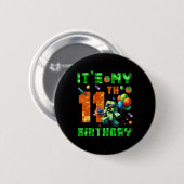 It's My 11th Birthday Pixel Number Video Game Game Button (Vorne & Hinten)