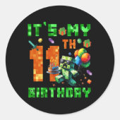 It's My 11th Birthday Pixel Number Video Game Game Runder Aufkleber (Vorderseite)
