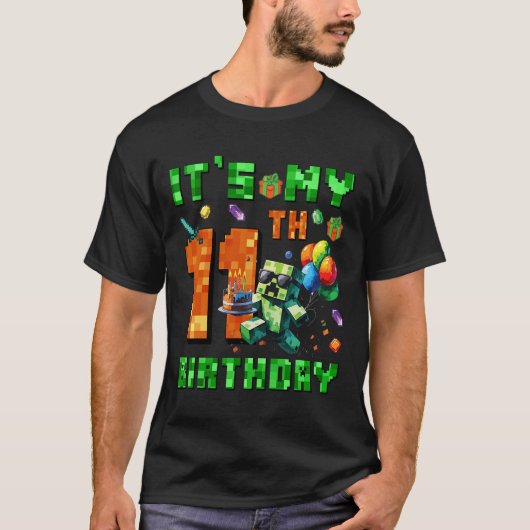 It's My 11th Birthday Pixel Number Video Game Game T-Shirt (Vorderseite)