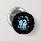 It's My 12th Birthday Girl Coquette Bow Blue 12 Ye Button (Vorne & Hinten)