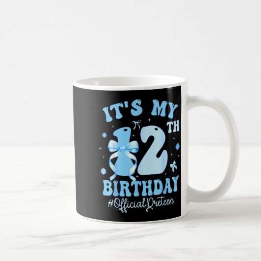 It's My 12th Birthday Girl Coquette Bow Blue 12 Ye Kaffeetasse (Rechts)