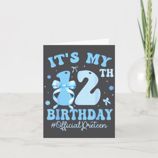 It's My 12th Birthday Girl Coquette Bow Blue 12 Ye Karte (Vorderseite)