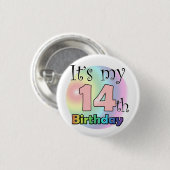 It's my 14th Birthday (roze) Button (Vorne & Hinten)