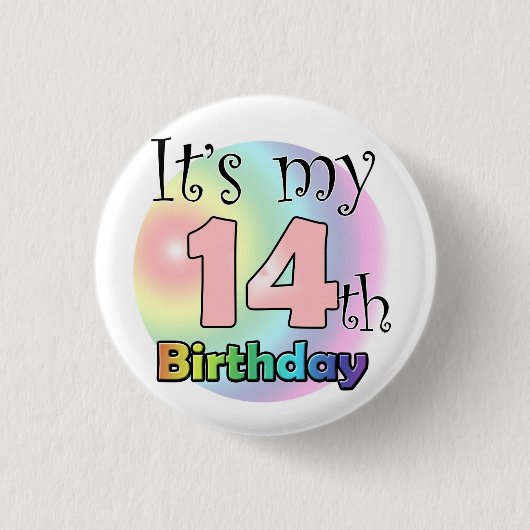 It's my 14th Birthday (roze) Button (Vorderseite)