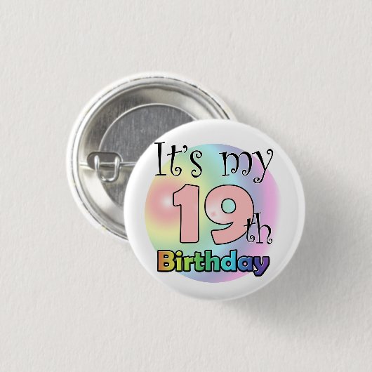 It's my 19th Birthday (roze) Button (Vorne & Hinten)