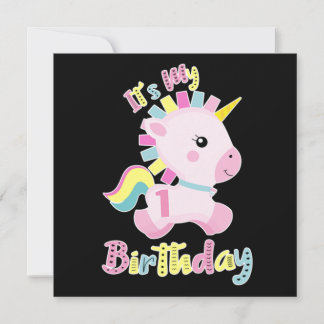Its My 1st Birthday Baby Unicorn Girls Gift Einladung