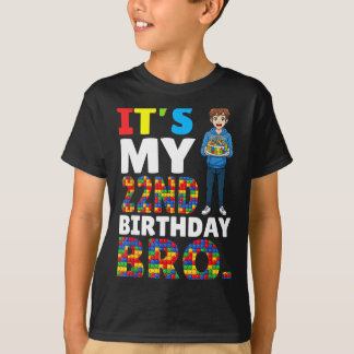 Its My 22nd Birthday Bro Boy Cake Building Blocks  T-Shirt