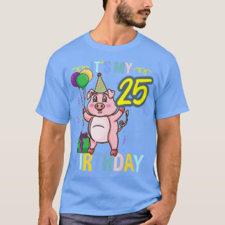 Its My 25th Birthday Cute Pig Premium 3314 T-Shirt
