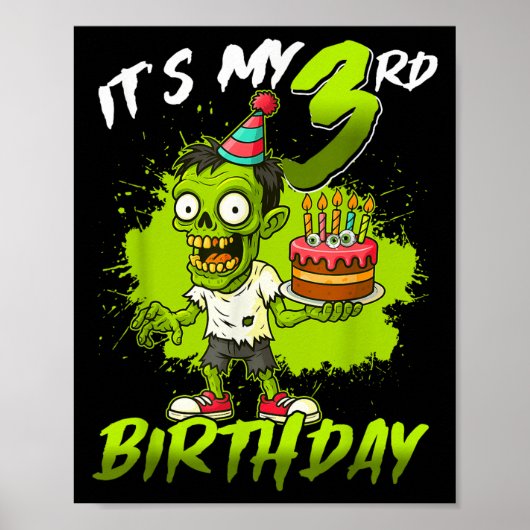It's My 3rd Birthday Zombie 3 Years Old Happy Hall Poster (Vorne)