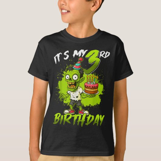 It's My 3rd Birthday Zombie 3 Years Old Happy Hall T-Shirt (Vorderseite)