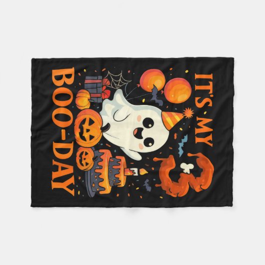 It's My 3rd Boo-day Birthday Halloween Ghost 3 Yea Fleecedecke (Vorderseite (Horizontal))