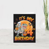 Its My 4th Birthday Dinosaur Skeleton Mummy Hallow Karte (Vorderseite)