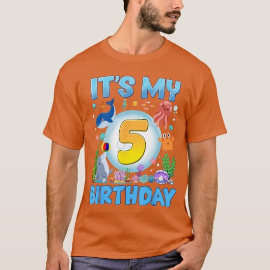 Its My 5th Birthday Under Sea Aquarium 5 Year Old T-Shirt (Vorderseite)