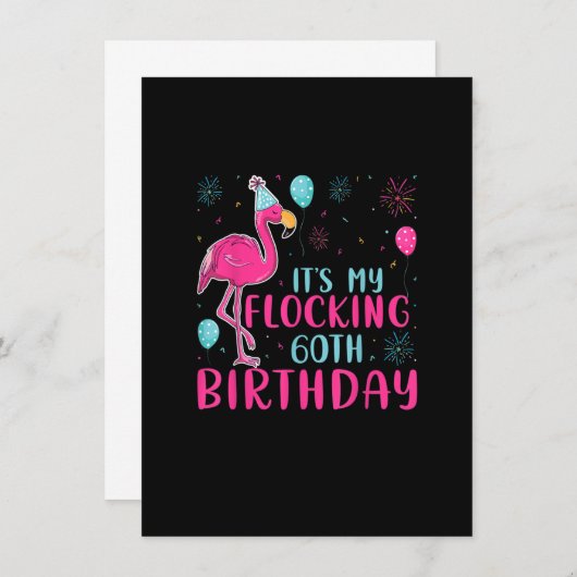 It's My 60th Flocking Birthday Funny Flamingo Love Einladung (Vorne/Hinten)