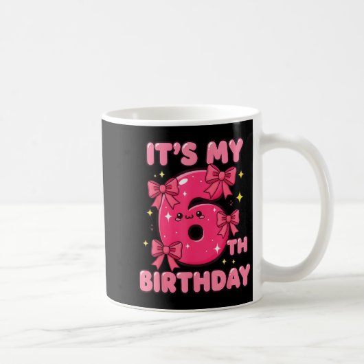 It's My 6th Birthday Coquette Bow Girl Cute 6 Year Kaffeetasse (Rechts)