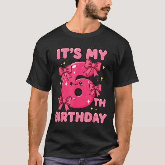 It's My 6th Birthday Coquette Bow Girl Cute 6 Year T-Shirt (Vorderseite)