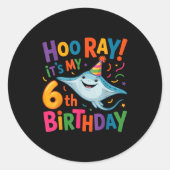 It's My 6th Birthday Party 6 Years Old Birthday St Runder Aufkleber (Vorderseite)