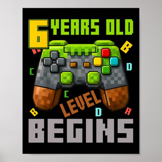It's My 6th Birthday Pixel Gaming Controller 6 Yea Poster (Vorne)