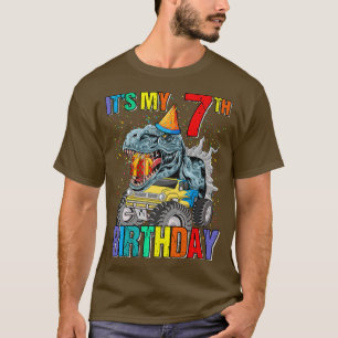 It's My 7th Birthday Monster Truck Dinosaur Boys A T-Shirt