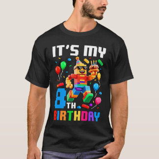 Its My 8th Birthday Building Brick 8 Years Old Boy T-Shirt