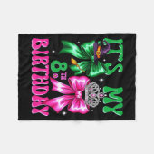 It's My 8th Birthday Witch Nk And Green Bow Croche Fleecedecke (Vorderseite (Horizontal))