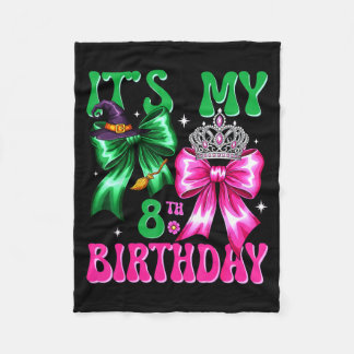 It's My 8th Birthday Witch Nk And Green Bow Croche Fleecedecke