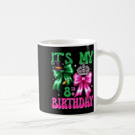 It's My 8th Birthday Witch Nk And Green Bow Croche Kaffeetasse (Rechts)