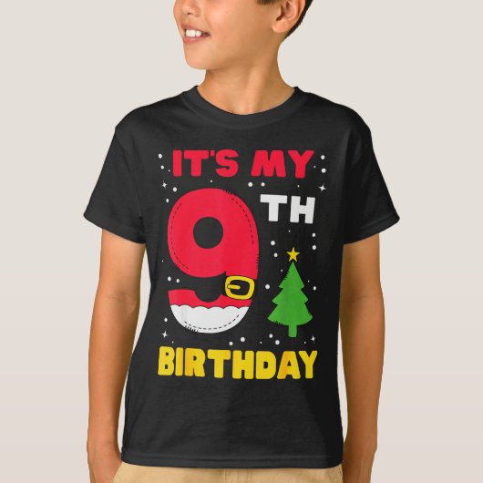 It's My 9th Birthday Christmas 9 Years Old Santa B T-Shirt (Vorderseite)