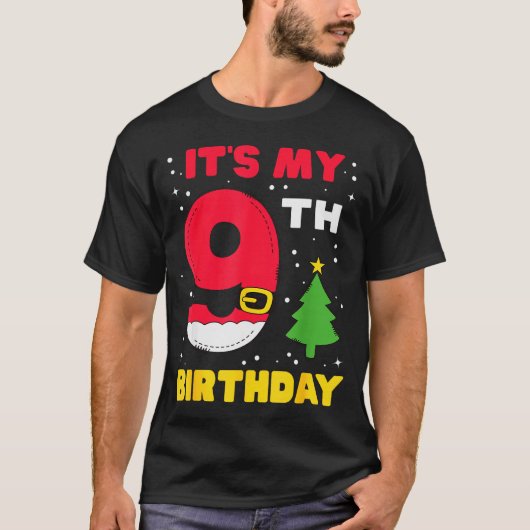 It's My 9th Birthday Christmas 9 Years Old Santa B T-Shirt (Vorderseite)